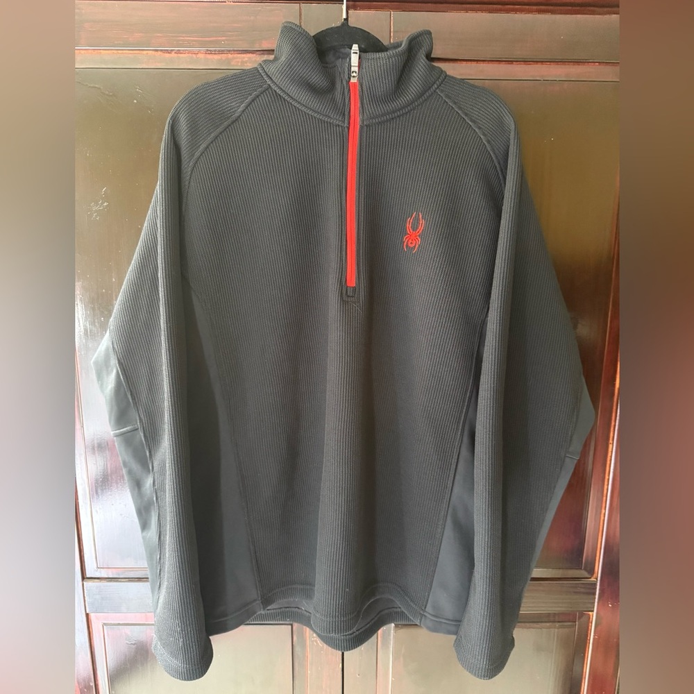 Spyder Black Core Quarter Zip Sweater with Red Accents